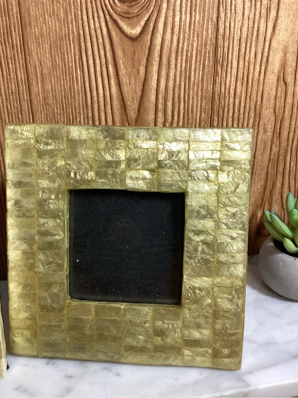 Gold and Champagne Mosaic Capiz  Shell Square Picture Frames -